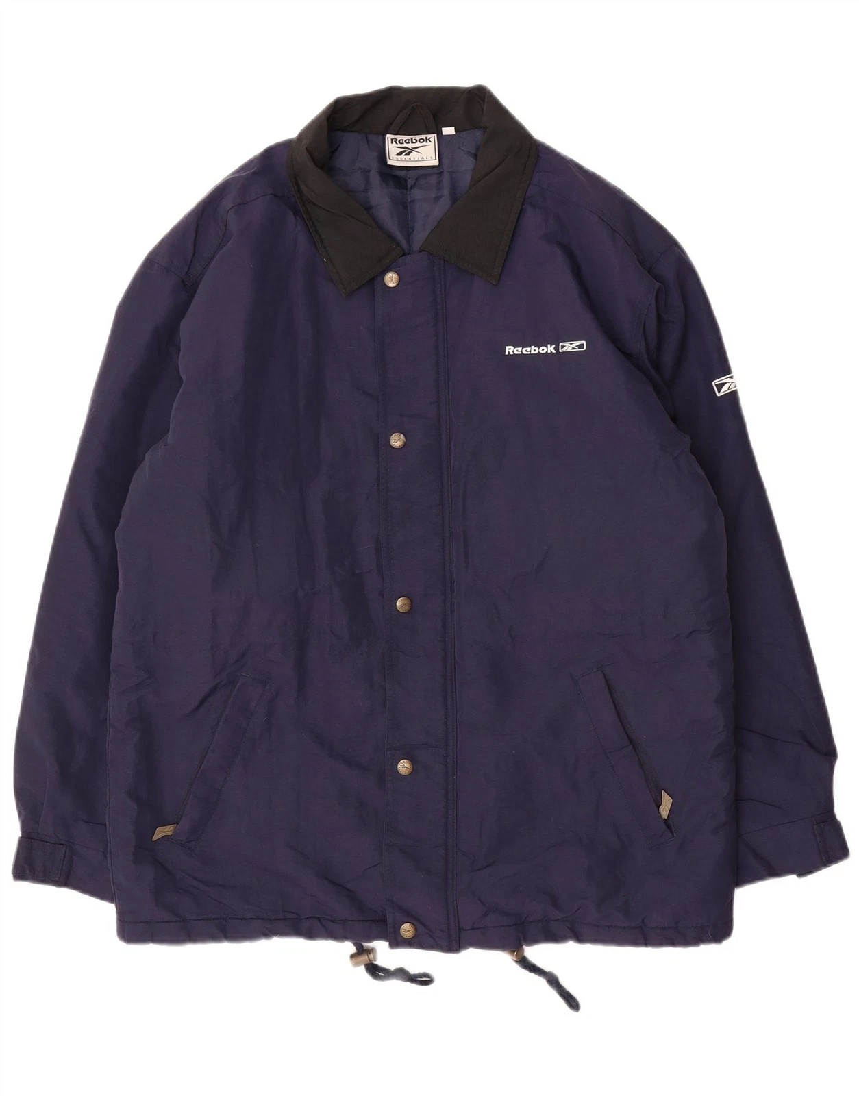 REEBOK Mens Loose Fit Windbreaker Jacket UK 36 Small Navy Blue Nylon AW01