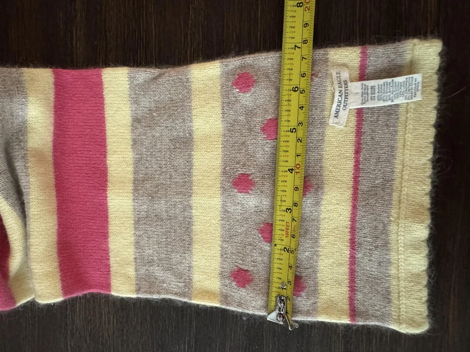 American Eagle Scarf Womens One Size Striped Polka Dot Soft Knit Shawl Retro - Image 4 of 4