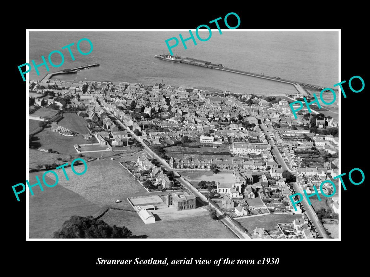OLD 8x6 HISTORIC PHOTO OF STRANRAER SCOTLAND AERIAL VIEW OF