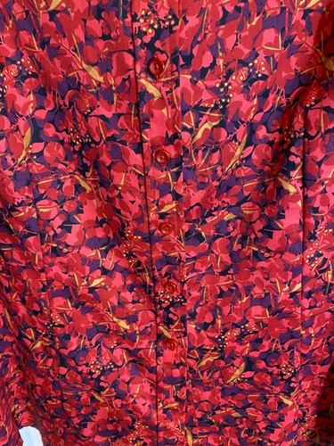 Coldwater Creek Shirt Womens Sz L 14 Button Up Blouse Top Floral Long Sleeve Red - Picture 9 of 22