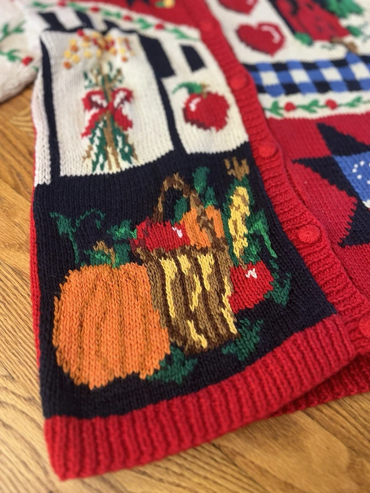 Rare 90’s Vintage The Eagles Eye patriotic homestead intarsia Cardigan M - Image 4 of 4