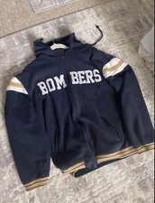 VTG 90s Winnipeg Blue Bombers Full Zip Hoodie Embroider Grey Cup Bulletin Y2K