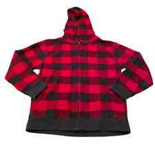 Gymboree Youth M 7-8 Plaid Fleece Jacket Zipper Hood Pocket