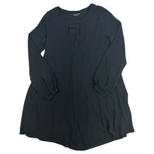 Express Black Long Sleeve Chiffon Shift Dress Cutout Neck Lined Long Sleeve Sz S