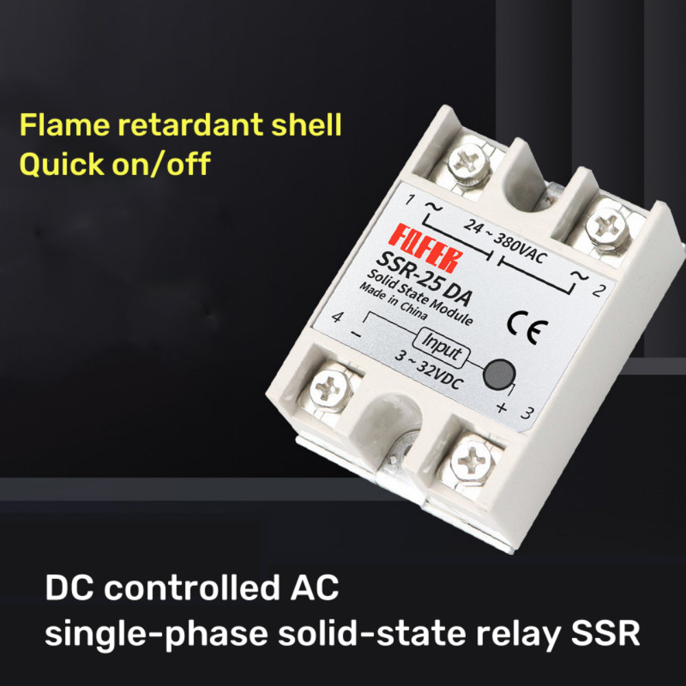 SSR-25DA Solid State Relay Module - 25A Single Phase DC To AC Control Relay
