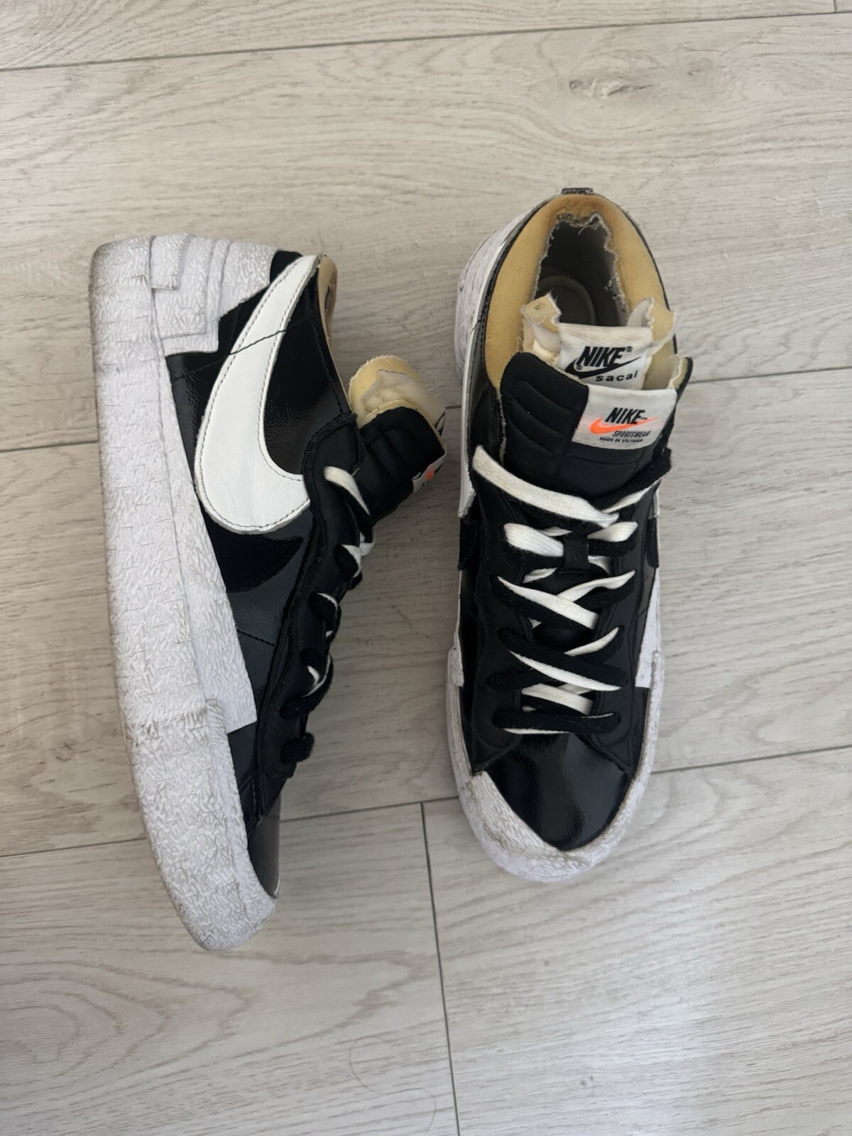 SACAI X NIKE Taglia 10 5 Blazer Nike sacai x basso nero brevettato
