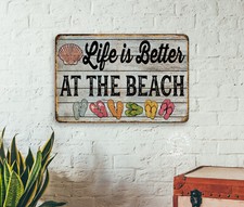 Life Is Better At The Beach Sign Ocean Home Decor Beach House Waves 108122001047