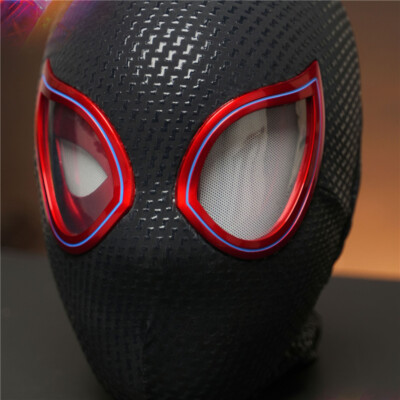 New Miles Morales Spiderman Helmet 3D Wearable Mask Cosplay Remote Eyes Adult 
