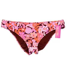 Bikini Swim Bottom 1pc Sz 2XL Coco Floral Pink Brown Cheeky Hipster Retro Suit