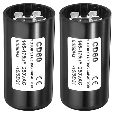 Motor Start Kondensator 2 Pack 145-175uF/Mfd 250VAC 50/60Hz CD60 Betrieb