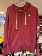 Playboy Burgundy Bunny Size Small Full Zip Hoodie Pre-Owned In Great Condition