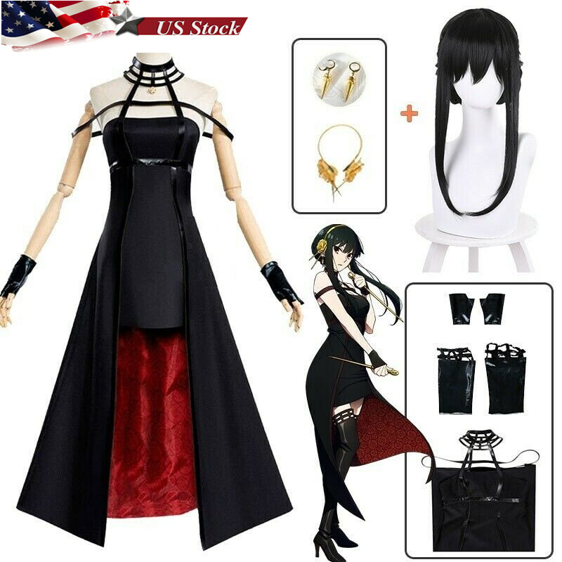Anime Spy X Family Yor Halloween Cosplay Costume Wig Dresses