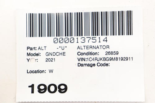 2021 - 2025 JEEP GRAND CHEROKEE L 3.6L ALTERNATOR GENERATOR 12V OEM 68391578AB - Picture 12 of 12