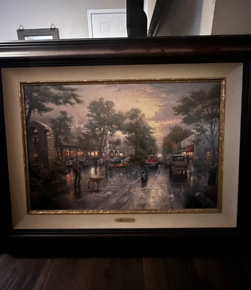 Caramelo, Puesta de sol en Ocean Avenue Edición limitada Thomas Kinkade #562/4950 18"X27" Foto 2 de 2
