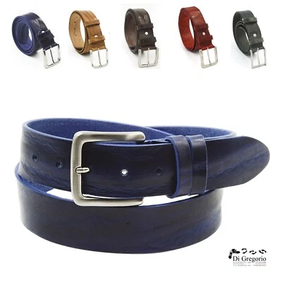 B519 Cintura cuoio sfumato uomo donna lavorazione artigianale Made in Italy da cm 4