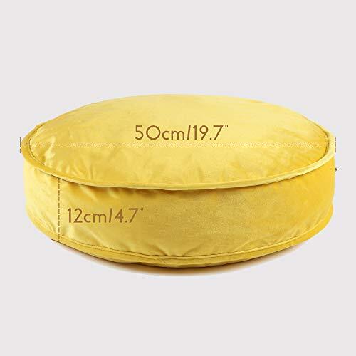 Velvet Floor Pillows Round Chair Cushion Couch Throw Pillow Soft 19.7IN Yellow - Picture 4 of 8