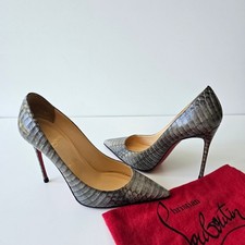 Christian Louboutin Decollete 554 Grey Snakeskin Pumps 38.5 Pigalle So Kate