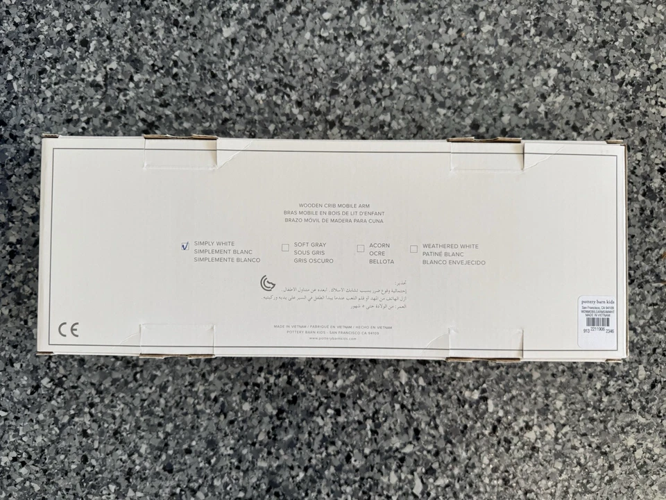 Brazo móvil de madera Pottery Barn Kids bebé 5,25x 14,25" simplemente blanco nuevo (1) Foto 4 de 4