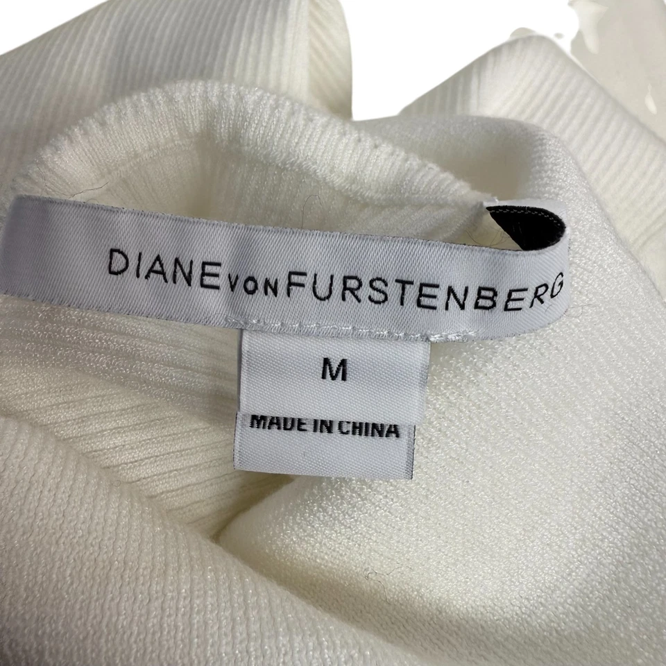 Top manga larga Diane von Furstenberg DVF para mujer talla M marfil cuello alto Foto 4 de 4