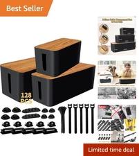28-Piece Cord Organizer Kit -  Quality ABS Cable Management Boxes Set
