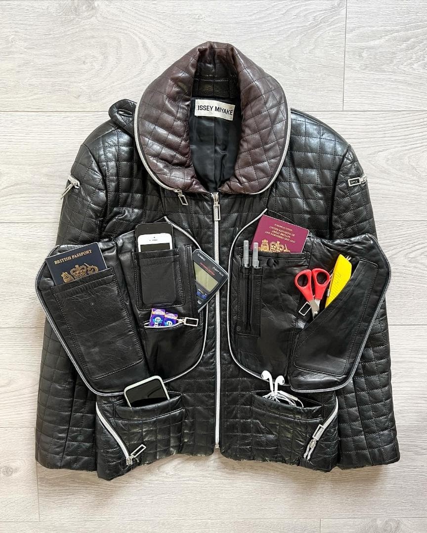 USED AW91 ISSEY MIYAKE QUILTED LEATHER JACKET GOOD | eBay