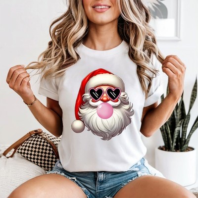 Weihnachtsmann Kaugummi Herz Sonnenbrille Weihnachten Damen T-Shirt