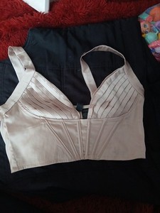 Windsor Satin Boned Bustier Top Sexy Sz L Minty