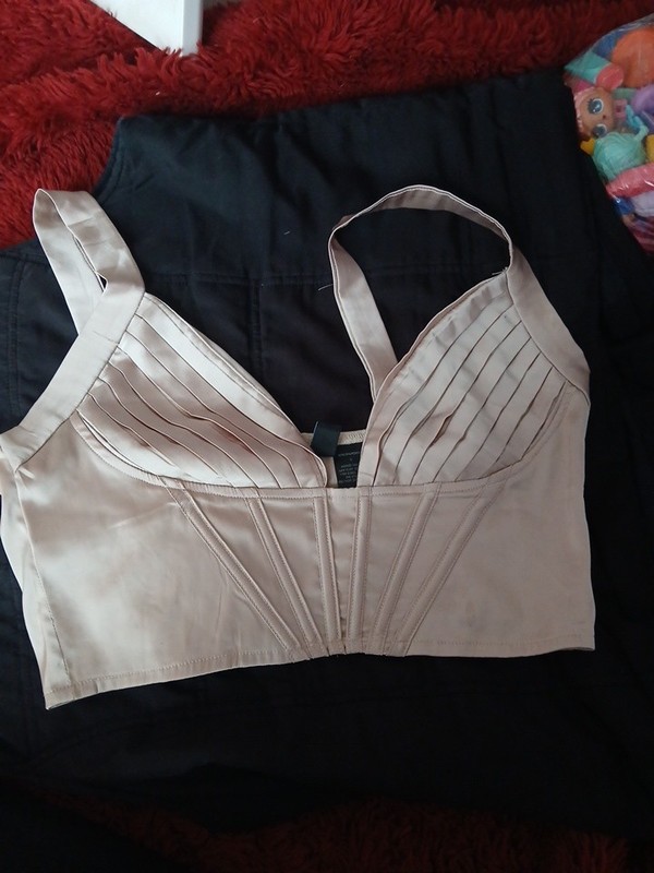 Windsor Satin Boned Bustier Top Sexy Sz L Minty