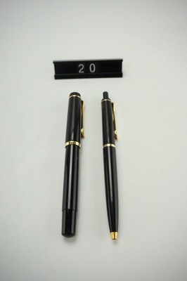Pelikan Füller Kolbenfüller M Feder + Kugelschreiber Set W. Germany Schwarz Gold