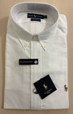 VTG Polo Ralph Lauren White Yarmouth Pinpoint Button Down Men s 17 - 34 NWT
