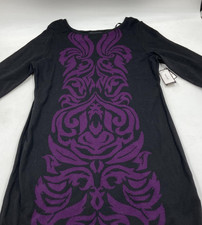 Nine West Sweater Dress Black & purple Pattern NWT Women' 3/4 Sleeve Size XL