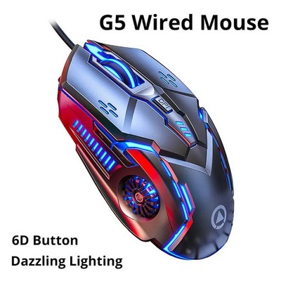 Mute Wired Mouse Silver Eagle Six Luminous E-Sports Gaming Computer Access New