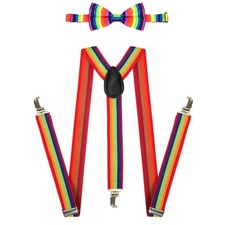 Cadimus 2PCS Regenbogen Fliege Hosentr&auml;ger Set, Y-Form Hosentr&auml;ger mit