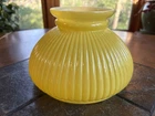 Vintage Ribbed Student Lamp Shade Yellow & White Milk Glass Dome