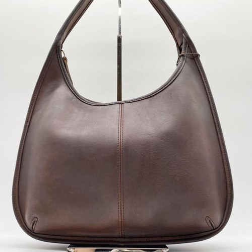 Borsa a tracolla Coach vintage Ergo 9025 marrone afferrare pelle marrone mezza luna zip - Foto 2 di 10