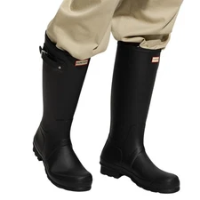 Hunter Women's 5 Black Matte Original Tall Rain Boots Pull On Waterproof LM1-37
