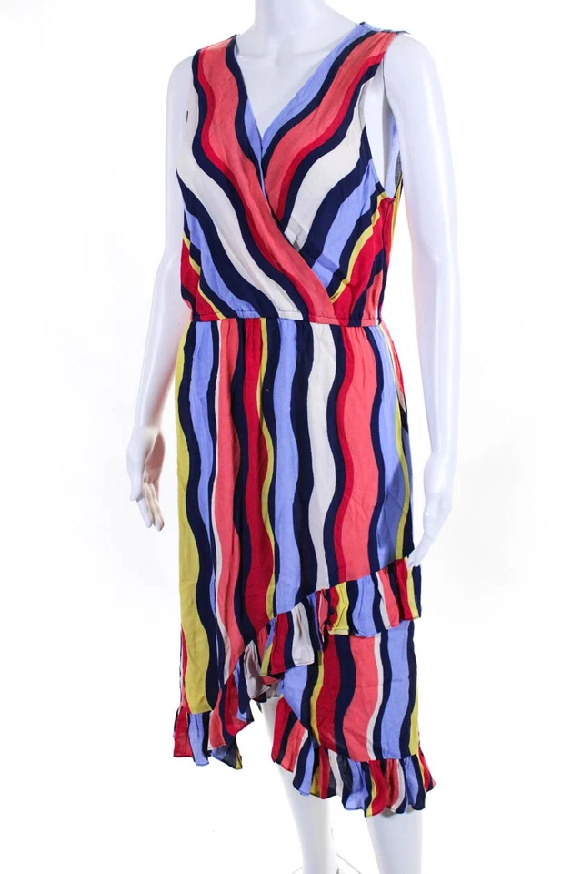 Vestido Plenty by Tracy Reese para mujer elástico cuello en V sin mangas multicolor talla S Foto 2 de 4