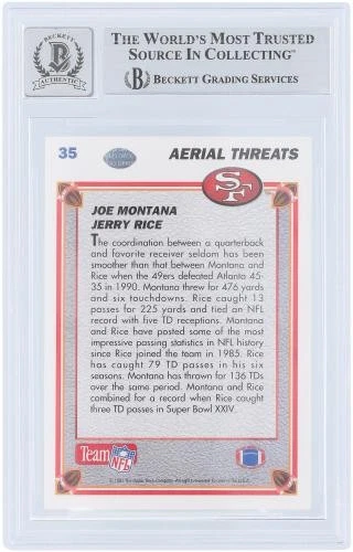 Joe Montana & Jerry Rice 49ers Autographed 1991 Upper Deck #35 BAS 9/10 Card - Image 2 of 2