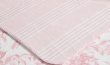 Laura Ashley PINK Bedford Striped  Floral Reversible Throw Blanket  NWT