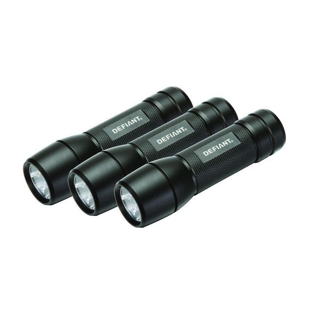 3 PACK Defiant LED Flashlight 80 Lumens Batteries Included for sale