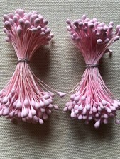 Vintage Millinery Flower Stamen All Pink Matte 2 bunch Lot Unused Stock HzC