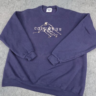Vintage Lee Sweater Mens Large Sweat Shirt Columbus Ski Club Ohio Crew Neck  90s