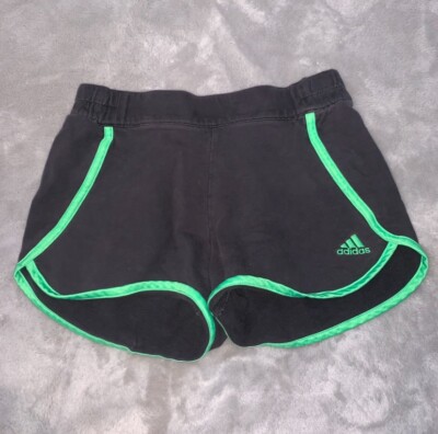 Adidas Shorts Womens Adult Small Black Green Logo Cotton Shorts