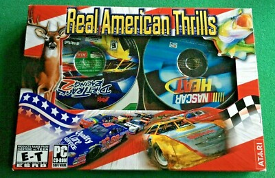 New in Box Atari Real American Thrills PC CD-ROM Games Dirt Track Racing ETC