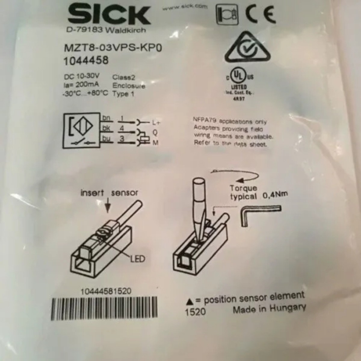 New SICK MZT803VPSKP0 MZT8-03VPS-KP0 1044458 Photoelectric Sensor