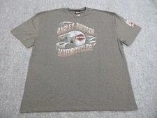 Harley Davidson Shirt Mens 3XL XXXL Gray Helmet Logo Crew Motorcycle Bike Biker