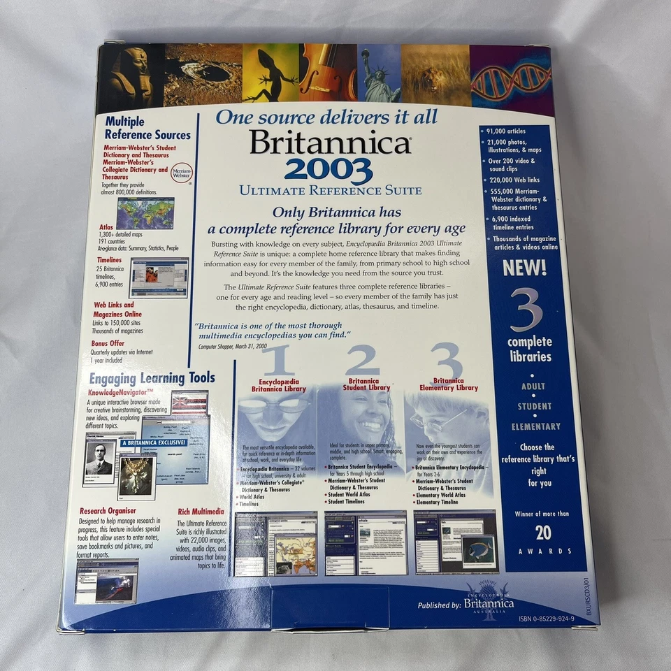 Encyclopedia Britannica 2003 Ultimate Reference Suite Dictionaries Atlas++ 4 CDs - Image 2 of 4