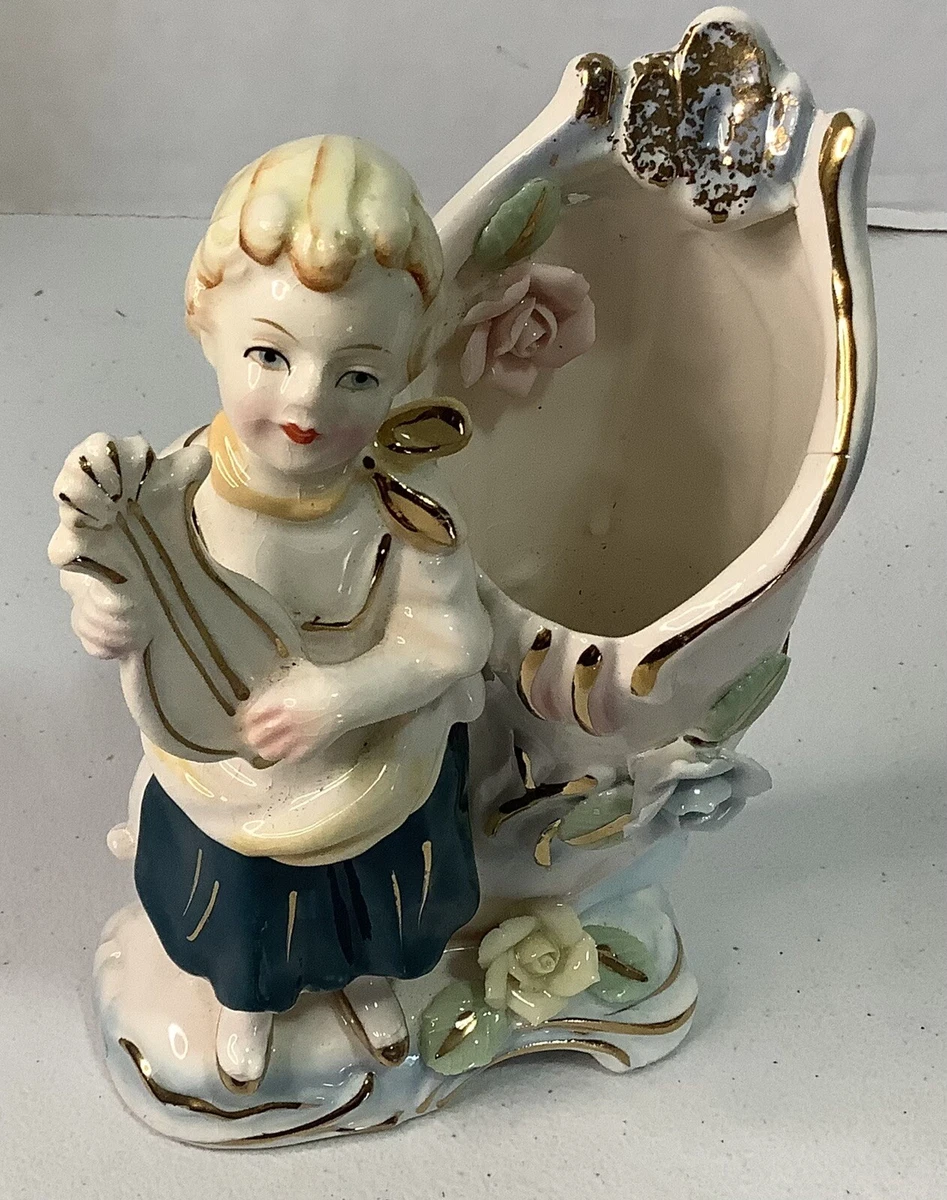 UCAGCO JAPAN FIGURINE HAND-PAINTED COLLECTIBLE GIRL VASE VINTAGE 6.5&#034;  HIGH | eBay