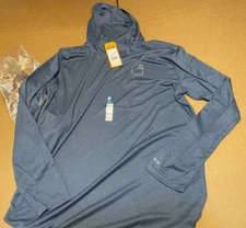 Carhartt Hoodie Performance Force Sun Defender Shirt L Blue Fishing UPF Relaxed