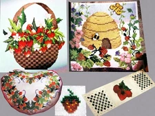 Strawberry Basket Wreath Beehive Pillow Design Hardanger CROSS STITCH PATTERNS